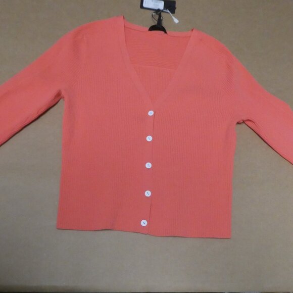 Rag & Bone Asher Vee Cardigan size  Small Petite (crop 3/4) Coral - Picture 6 of 12